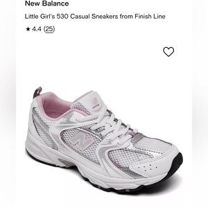 New balance little girls 530 casual sneakers, white and pink